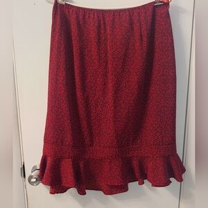 Chic Red A-Line Skirt with Ruffle Hem